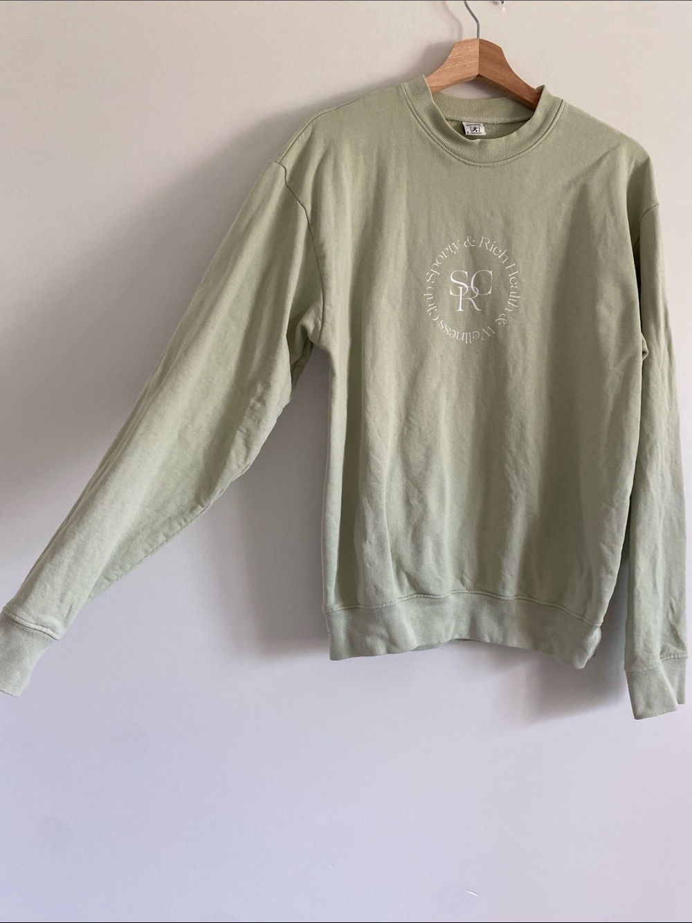 Sporty & Rich Wellness Club Sage Logo Crewneck Sweatshirt - Picture 6 of 8